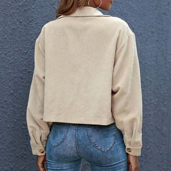 Corduroy trucker jacket shacket button up pocket - Picture 2 of 12